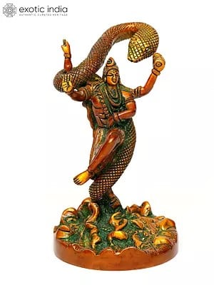 6" Small Dancing Lord Shiva with Vasuki Naag | Brass Statue