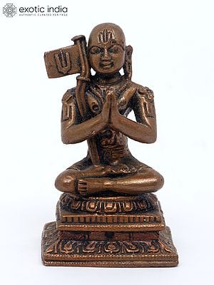 2" Small Indian Hindu Philosopher Ramanujacharya | Copper Statue