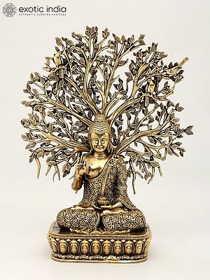 6" Superfine Lord Buddha Seated Under The Bodhi Tree | Brass Statue