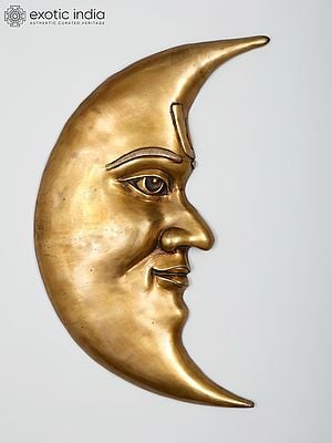 23" Brass Wall Hanging Moon (Chandra)