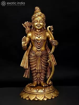 11" Standing Lord Rama in Blessing Gesture | Brass Statue