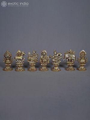 5" The Seven Tibetan Royal Kings - (Set Of 7) In Copper Gold And Silver Plated