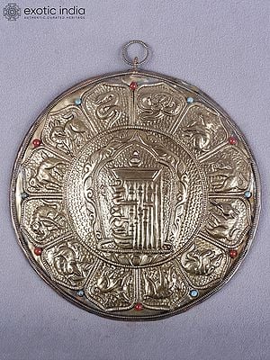 8" Brass Astrology Symbol Wall Hanging Mandala From Nepal | Handmade Ritual Item