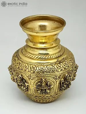 6" Superfine Ashtalakshmi Kalash in Brass