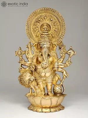 17" Brass Drishti Ganesha Statue in Brass