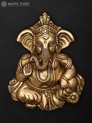 7" Blessing Ganesha Wall Hanging | Brass Statue