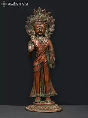 Standing Crowned Buddha in Abhaya Mudra