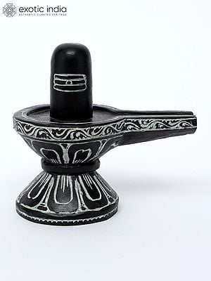 Carved Shiva Linga Idol | Black Marble Sculpture from Mahabalipuram