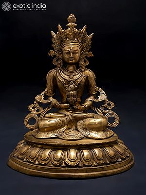 17" Tibetan Buddhist Deity Amitabha The Buddha of Infinite Life In Brass | Handmade | Made In India