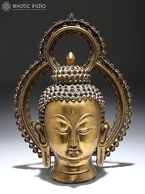 10" Buddha Head from Nepal - Tibetan Buddha In Brass | Handmade | Made In India