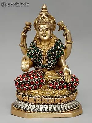 5" Goddess Lakshmi Statue in Brass | Handmade | Made In India