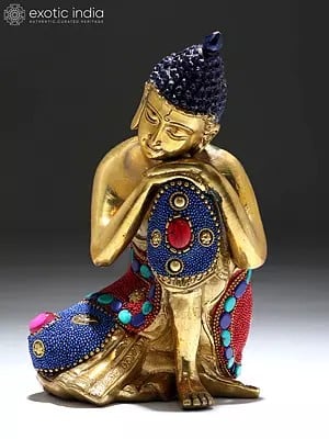 7" Thinking Buddha -Tibetan Buddhist Deity In Brass | Handmade | Made In India