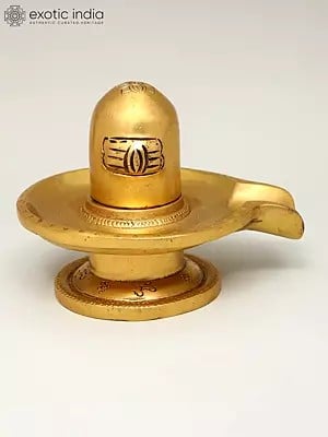 4" Brass Shiva Linga Idol with OM Carved on Base | Handmade Brass Statue | Made in India