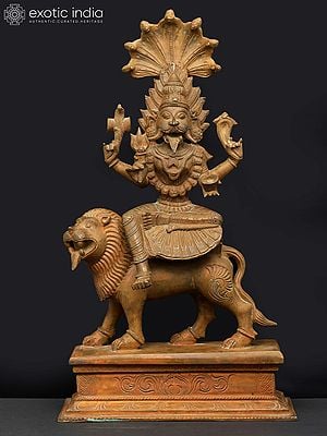 16" Lion-Faced Devi Pratyangira (Atharvana Bhadrakali) | Madhuchista Vidhana (Lost-Wax) | Panchaloha Bronze from Swamimalai