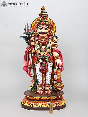 Large Wooden Muniswaran Swamy Statue – Symbol of Divine Protection