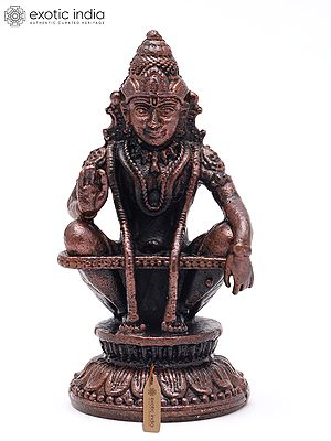 2" Small Lord Ayyappan Seated in Blessing Gesture | Handmade | Copper Statue