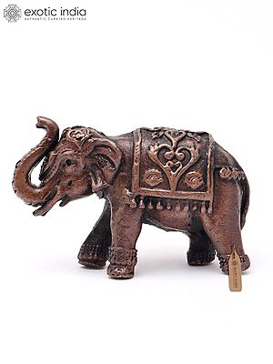 Small The Royal Elephant for Table Decor | Handmade | Copper Statue