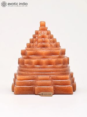 2" Small Shri Yantra Meru Sculpture for Spiritual Energy and Prosperity | Red Jade Gemstone