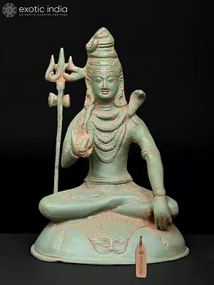 7" Meditative Lord Shiva in Blessing Gesture | Brass Statue | Made in India
