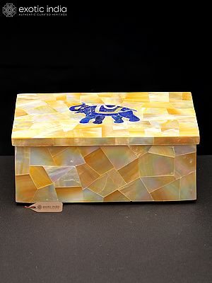 2" Small Elephant Motif Jewellery Box with Lapis Inlay Work | Home Decor Item