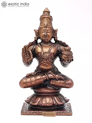 3" Small Sitting Lord Dhanvantari - Physician of The Gods | Copper Statue