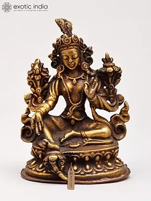 2" Small Goddess Green Tara | Copper Statue