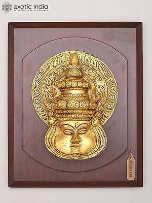 8" Wood Framed Kathakali Face Statue | Wall Hanging
