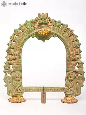 Brass Kirtimukha Prabhavali: 11" Deity Frame