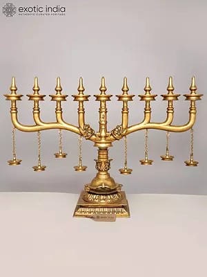 65" Super Large Brass Kerala Style Multi Deepam Lamp | Traditional Indian Multi Diya Stand