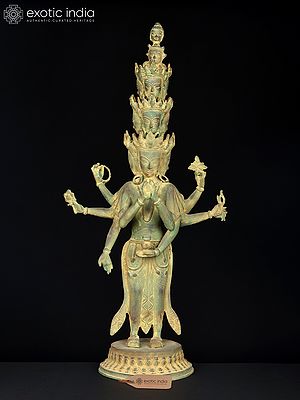 24" Eleven Headed Avalokiteshvara | Brass Statue