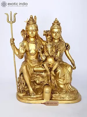Lord Shiva Family Brass Sculpture - 24 Inches Tall