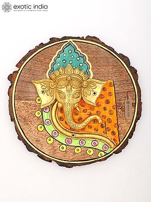 Lord Ganesha Brass Sculpture | Wooden Framed Wall Art