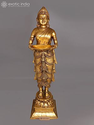 Grand Lakshmi Brass Sculpture with Deep Dish