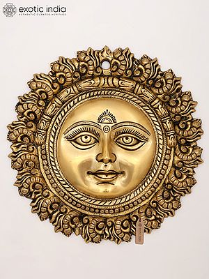 Lord Surya Brass Wall Art - Sun God Face Sculpture