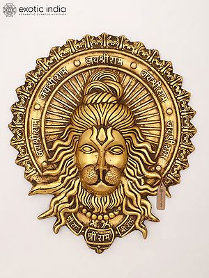 12" Shri Ram Bhakta Hanuman Brass Wall Hanging Statue