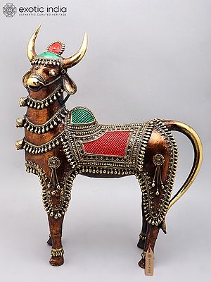 21" Tribal Nandi - Vahana of Lord Shiva | Dhokra Art Brass Statue
