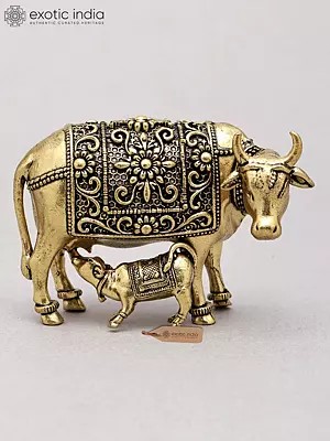 3" Small Brass Superfine Cow and Calf