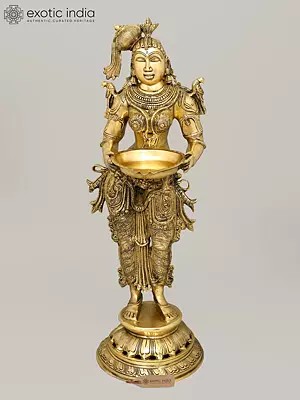 36" Large Size Deepalakshmi In Brass | Handmade | Made In India