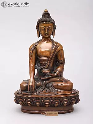 8" Copper Bhumisparsha Buddha | Copper Statue from Nepal