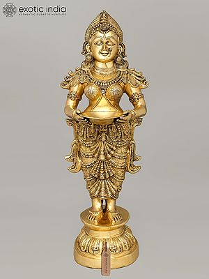 52" Large Size Auspicious Deepalakshmi In Brass | Handmade | Made In India