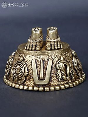 Small Brass Goddess Lakshmi Padam with Vaishnava Symbols