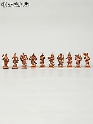 2" Small Dashavatara of Lord Vishnu | Set of Ten | Copper Statues