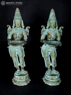 44" Deep Lakshmi Pair | Brass Statues