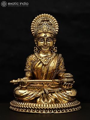 6" Small Superfine Sitting Goddess Annapurna | Brass Statue