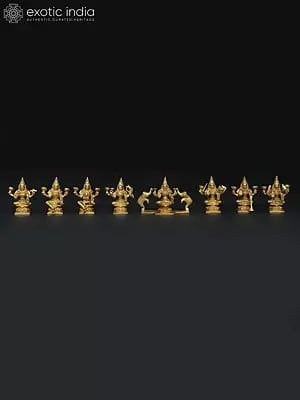 Small Brass Ashtalakshmi Set | Set of 8 Brass Statues