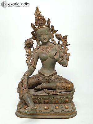 22" Goddess Green Tara | Brass Statue