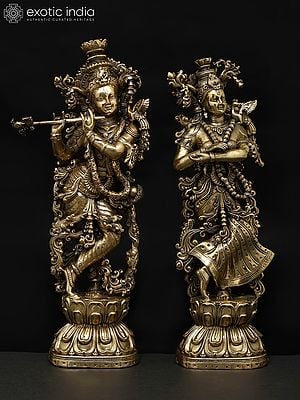 8" Superfine Standing Radha Krishna | Brass Statues