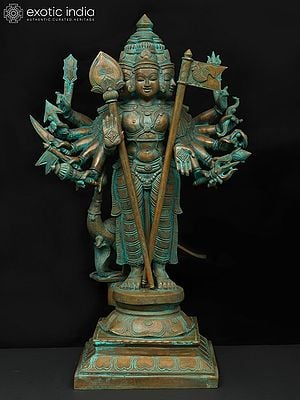 24" Standing Shanmukha Murugan with Multiple Hands | Bronze Statue