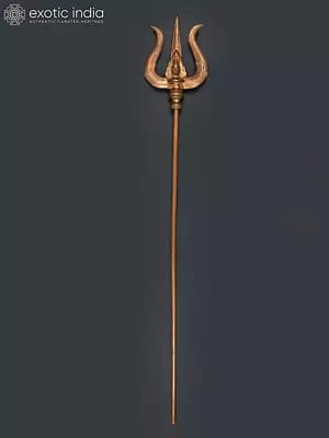 60" Lord Shiva's Trishul/Trident in Copper with Mariamman Face