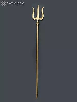 54" Large Brass Trishul/Trident